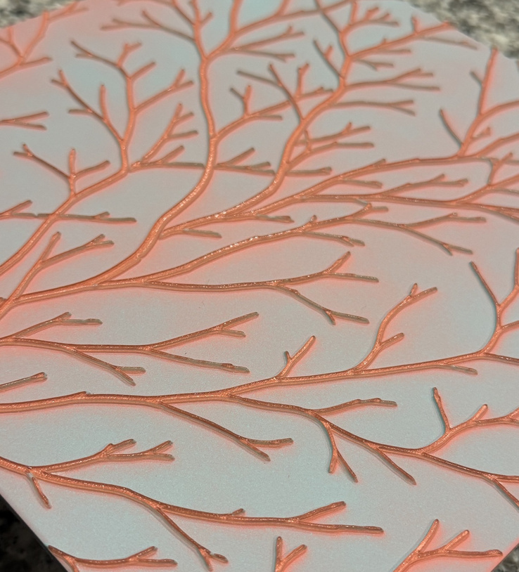 Low-angle view revealing the depth of the botanical surface